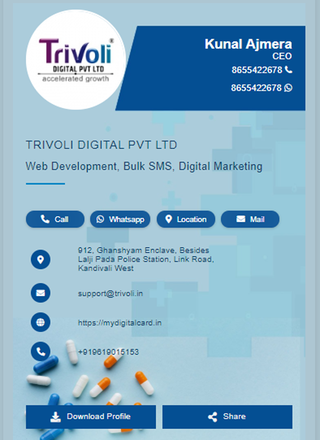 Digital business profile card of Kunal Ajmera CEO of Trivoli Digital - 4