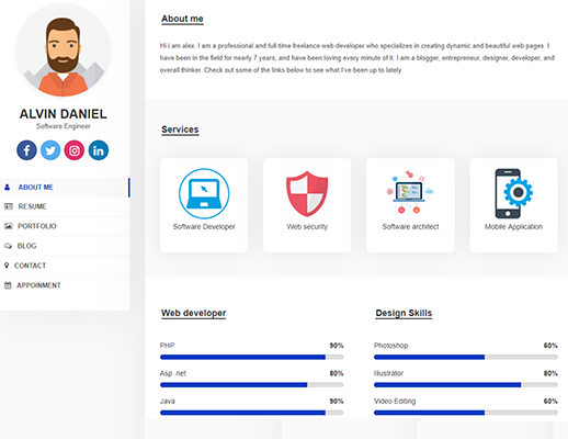 Digital business profile card of Alvin Daniel - Software Engineer