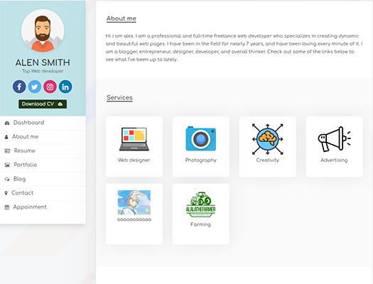 Digital business profile card of Alen Smith - Top Web Developer